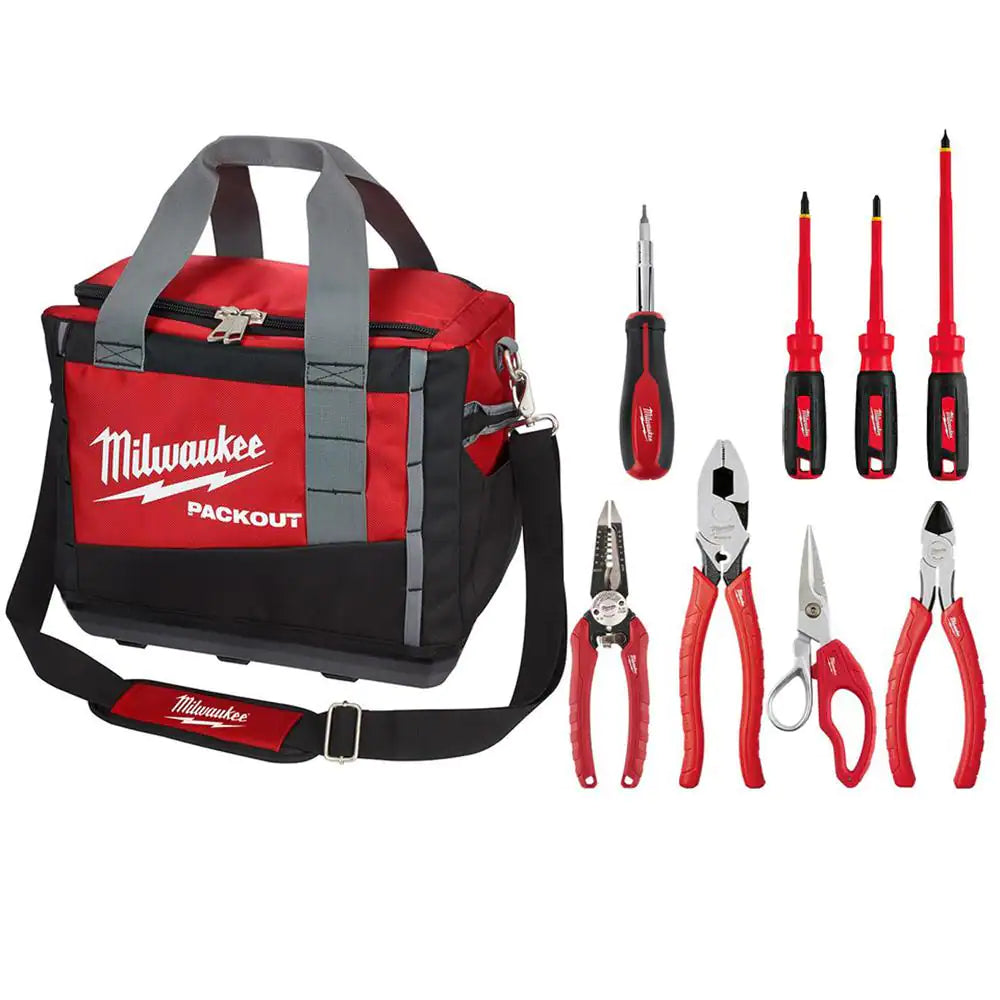 15 In. PACKOUT Tool Duffle Bag & Electrician Hand Tool Set (9-Piece)