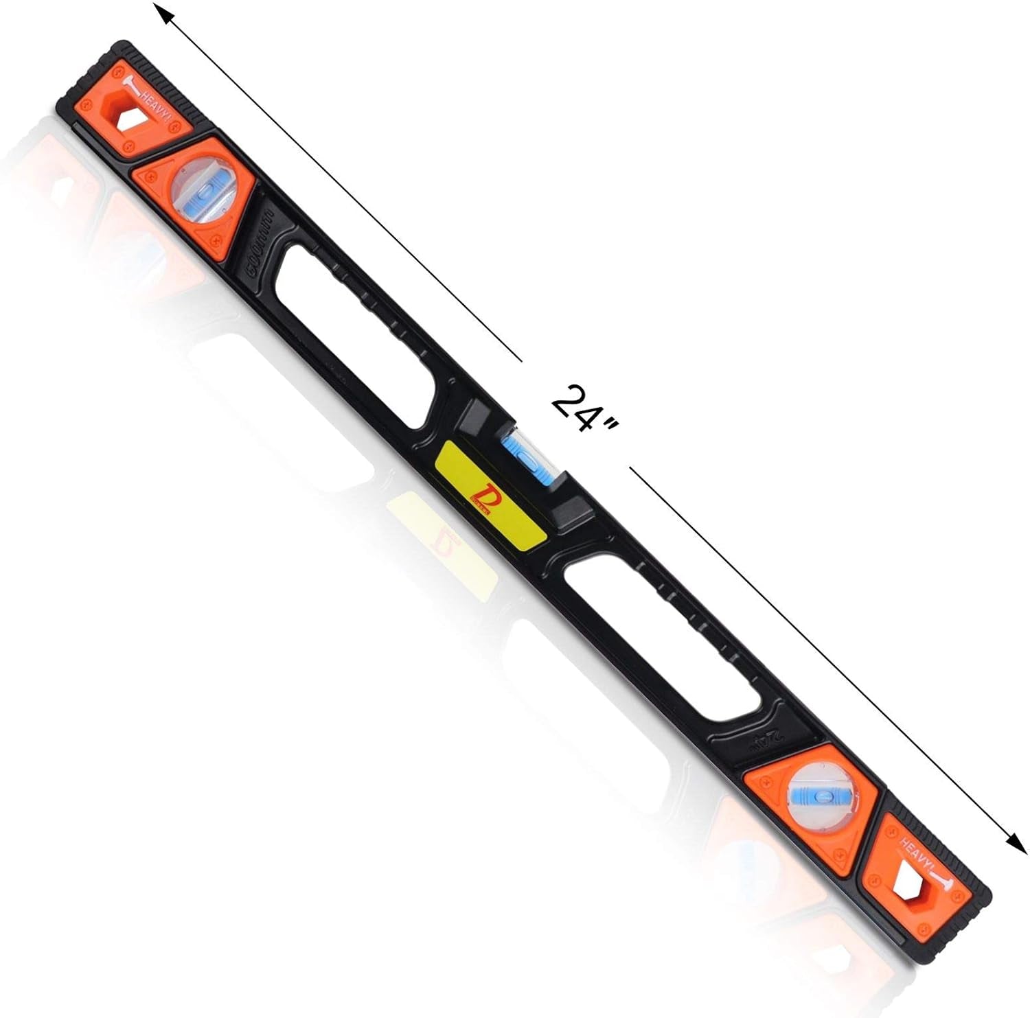 24 Inch Magnetic Spirit Level Tool Aluminum I-Beam Level (3 Reading Vials, 5 Strong Magnets, Robust End Caps)