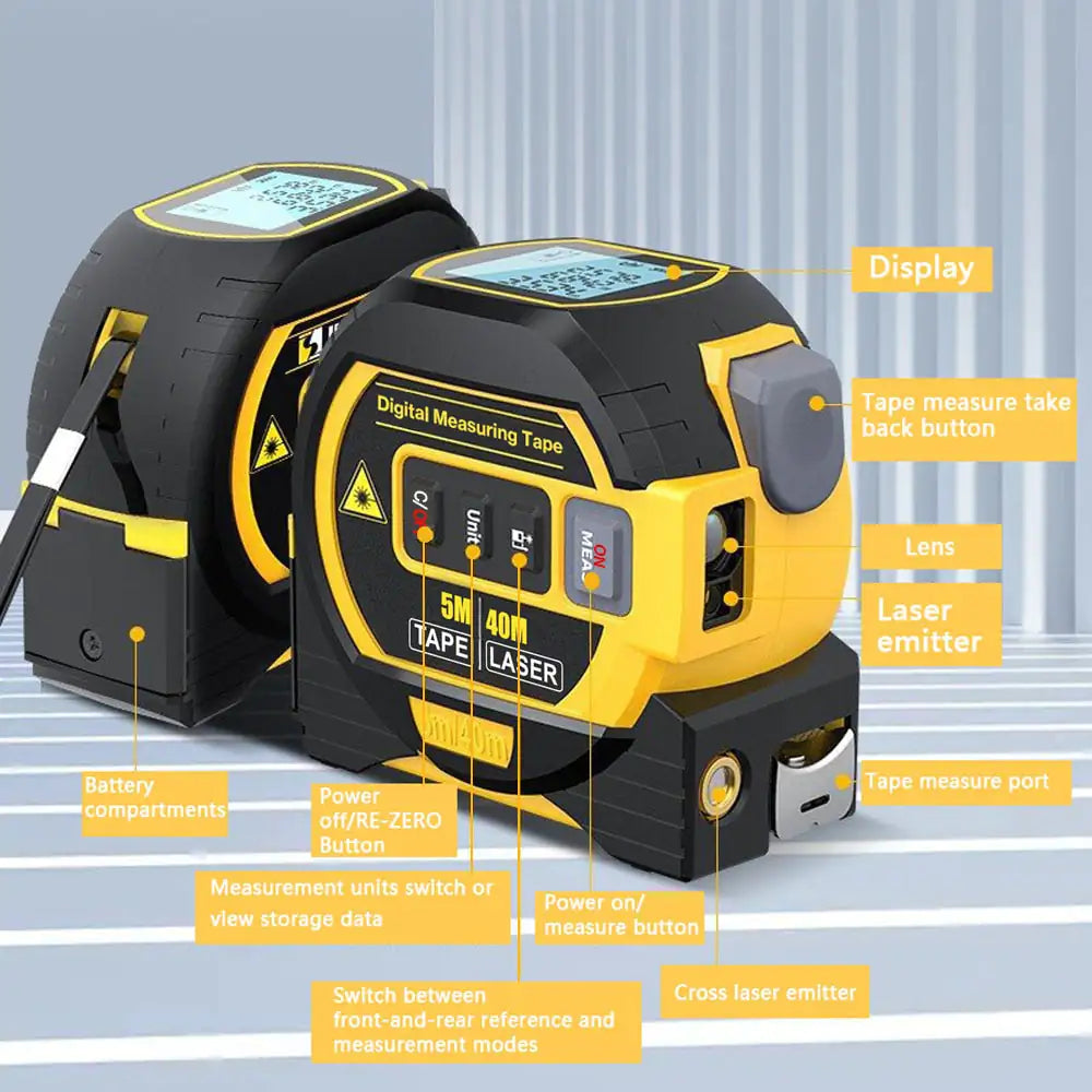 - 3 In 1 Laser Tape Measure