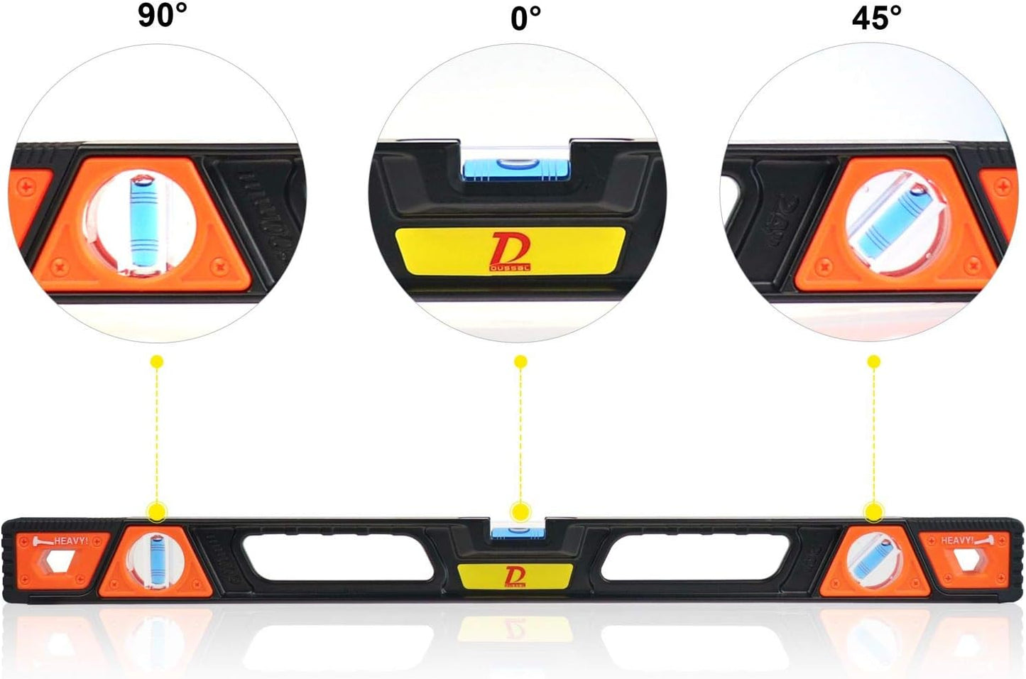 24 Inch Magnetic Spirit Level Tool Aluminum I-Beam Level (3 Reading Vials, 5 Strong Magnets, Robust End Caps)