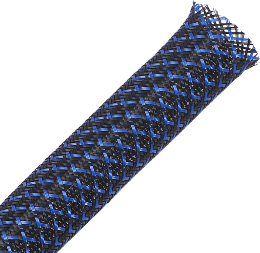 100Ft - 3/4 Inch PET Expandable Braided Sleeving – Blackblue –  Braided Cable Sleeve