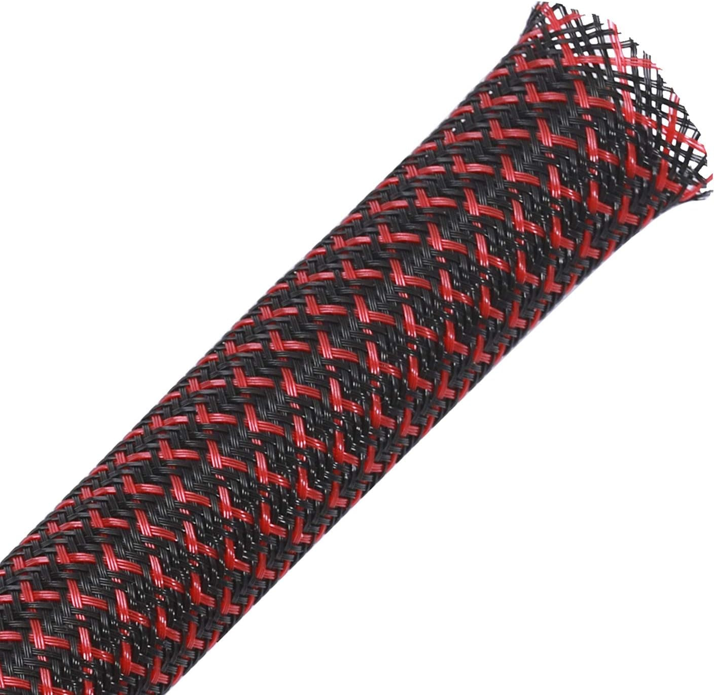 25Ft - 1/4 Inch PET Expandable Braided Sleeving – Blackred –  Braided Cable Sleeve