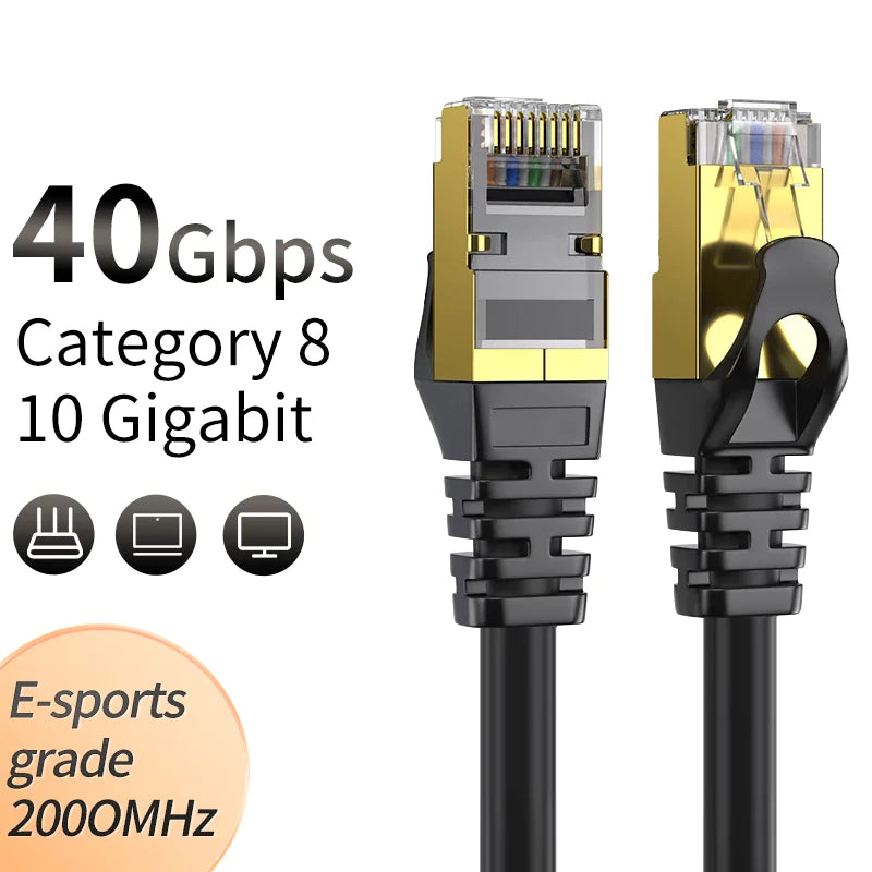 Cat 8 Ethernet RJ45 Cable Super Speed 40Gbps Patch LAN Network Gold Plated Lot